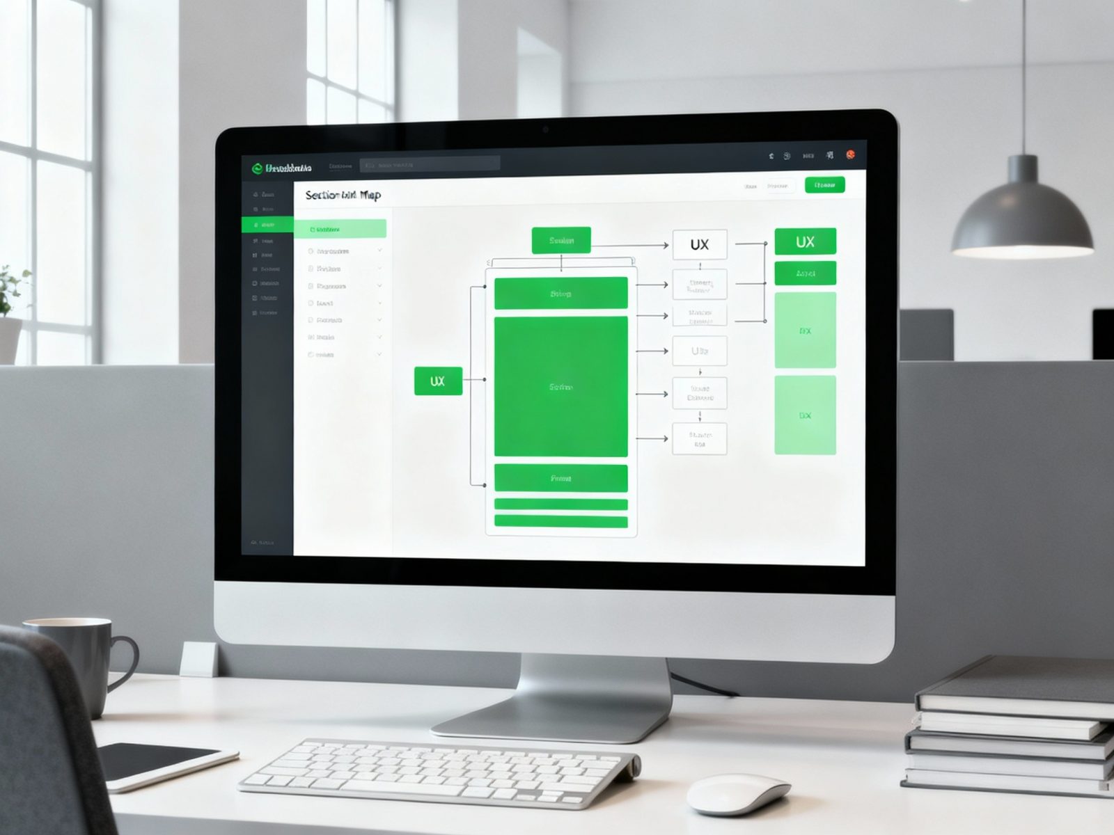 Офис с большим монитором — немецкая структура и испанский дизайн