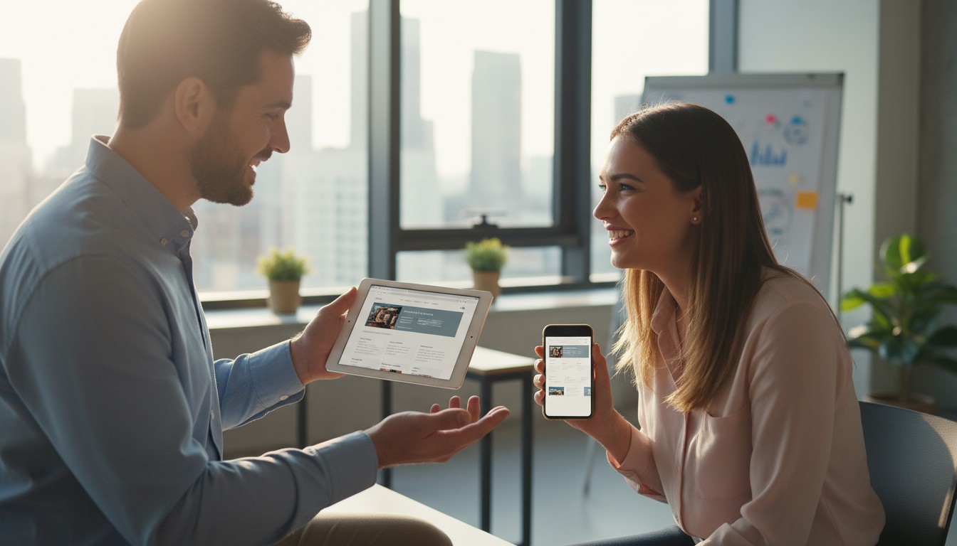 Выбор CMS для корпоративного сайта — адаптивная версия на планшете и телефоне